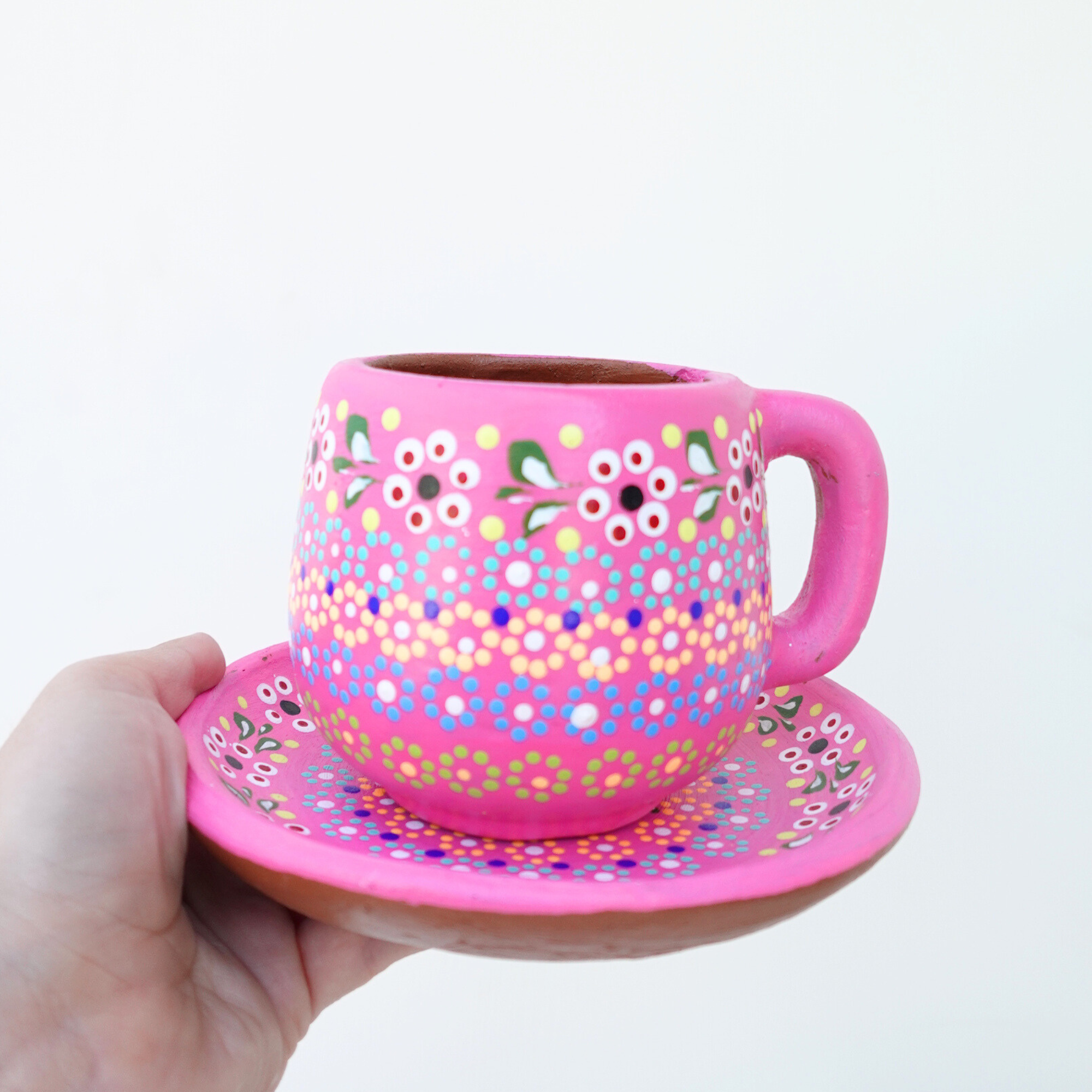 Doña Cata Art - Wholesale Coffee Mug - Taza mexicana Barro Clay with plate3