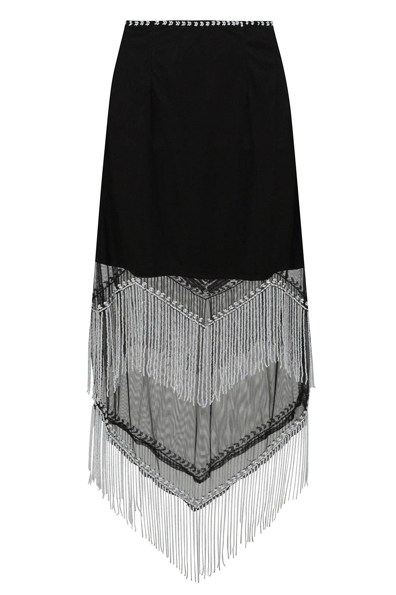 Black STARLET Embellished Fringe Midi Skirt Co-Ord [Final Sale] for wholesale on Faire0