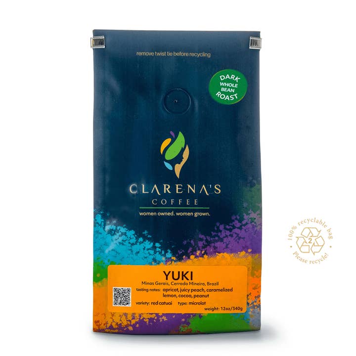 Clarena’s Coffee - Wholesale Ground Coffee - Yuki Brazil Dark Roast – Ground and Whole Bean – 12oz