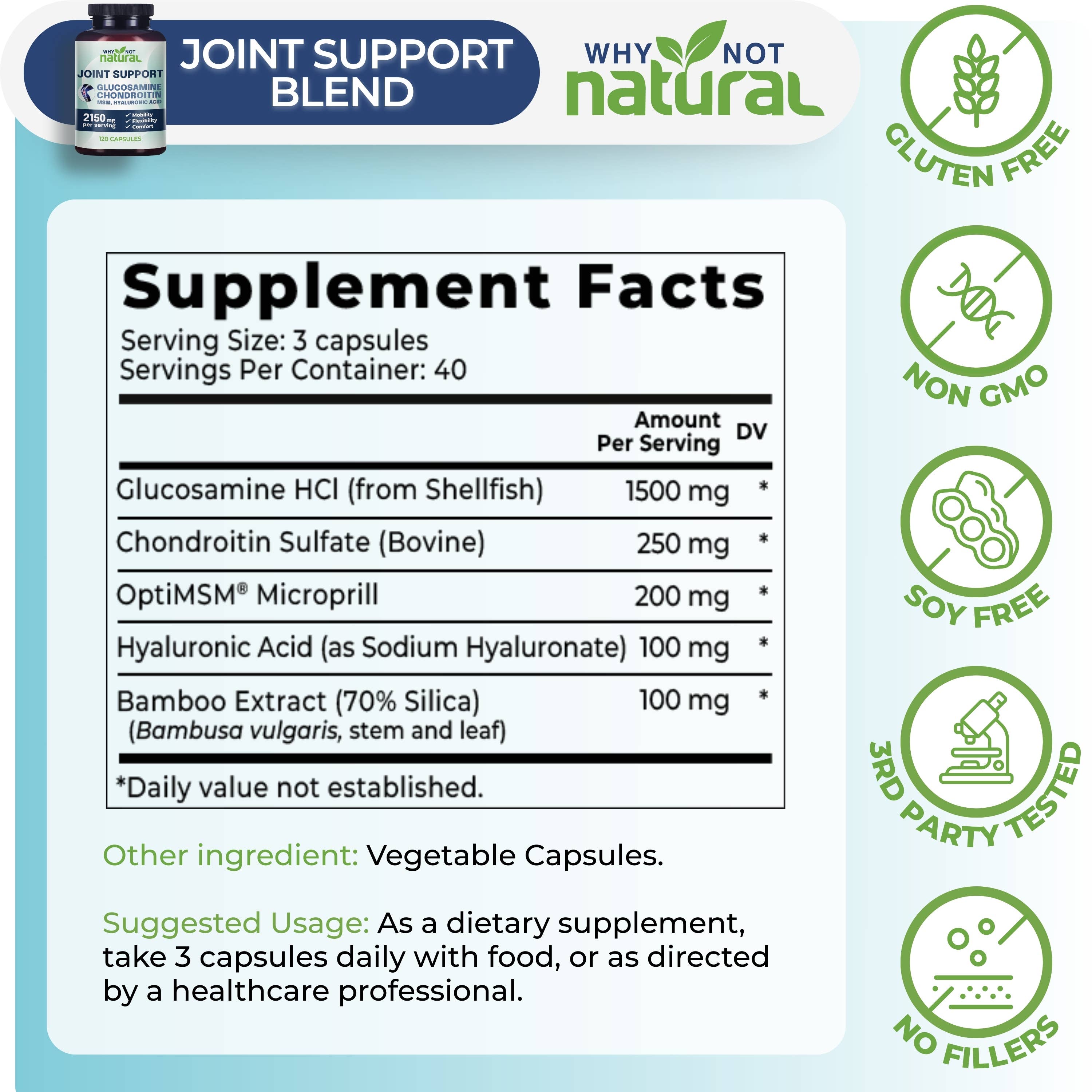 WhyNotNatural - Wholesale Oral Supplement/Vitamin - Glucosamine Chondroitin MSM, Joint Support3