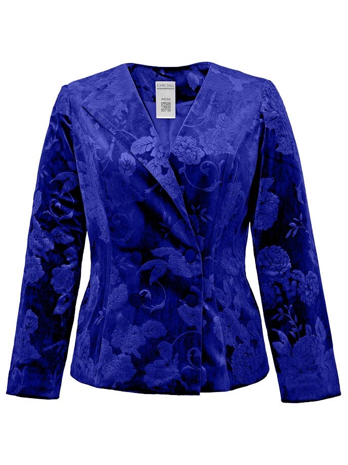 Blazer en velours fleuri Chic Star bleu 030824 pour la vente par CHIC STAR