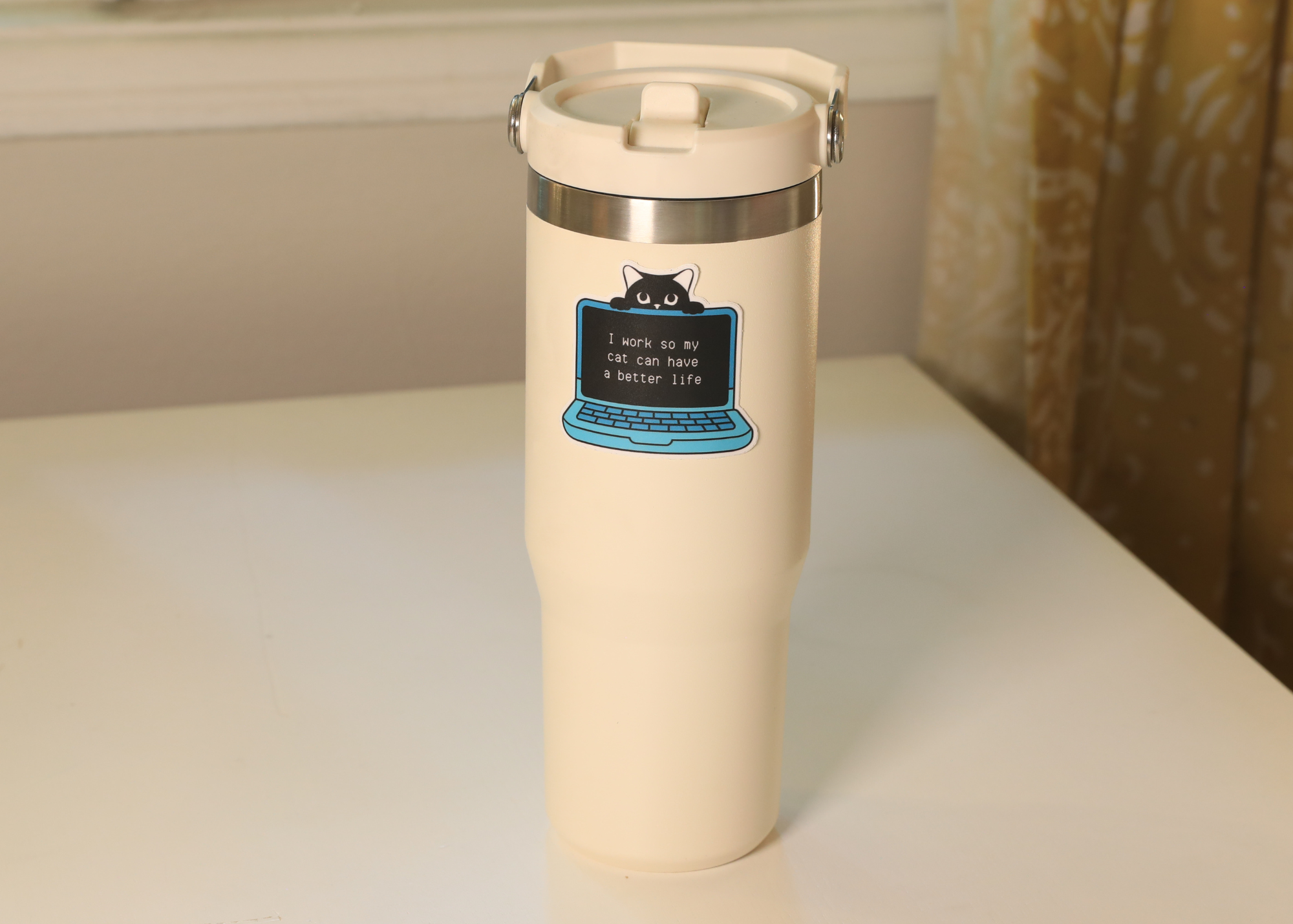 Swell Creative - Wholesale Sticker - I Work So My Cat Can Have a Better Life Vinyl Sticker2