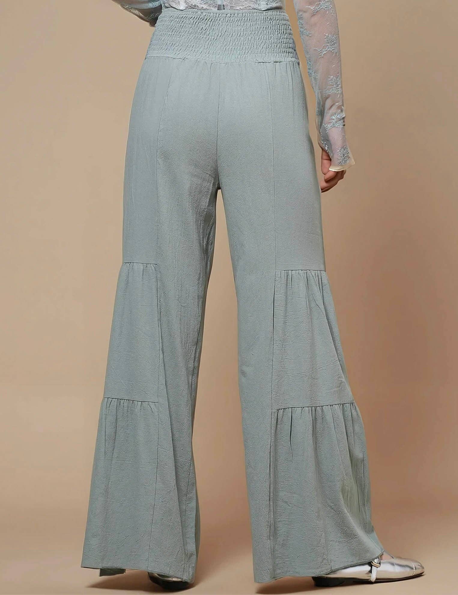 Sweetkama - Wholesale Pants – Women's - Ladies High Waist Fold Wide Leg String Tie Pants SKP5046716