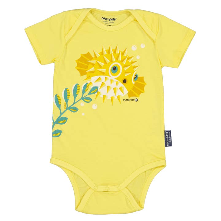 Short sleeve organic cotton baby bodysuit - Poisson Globe for wholesale by Coq En Pate