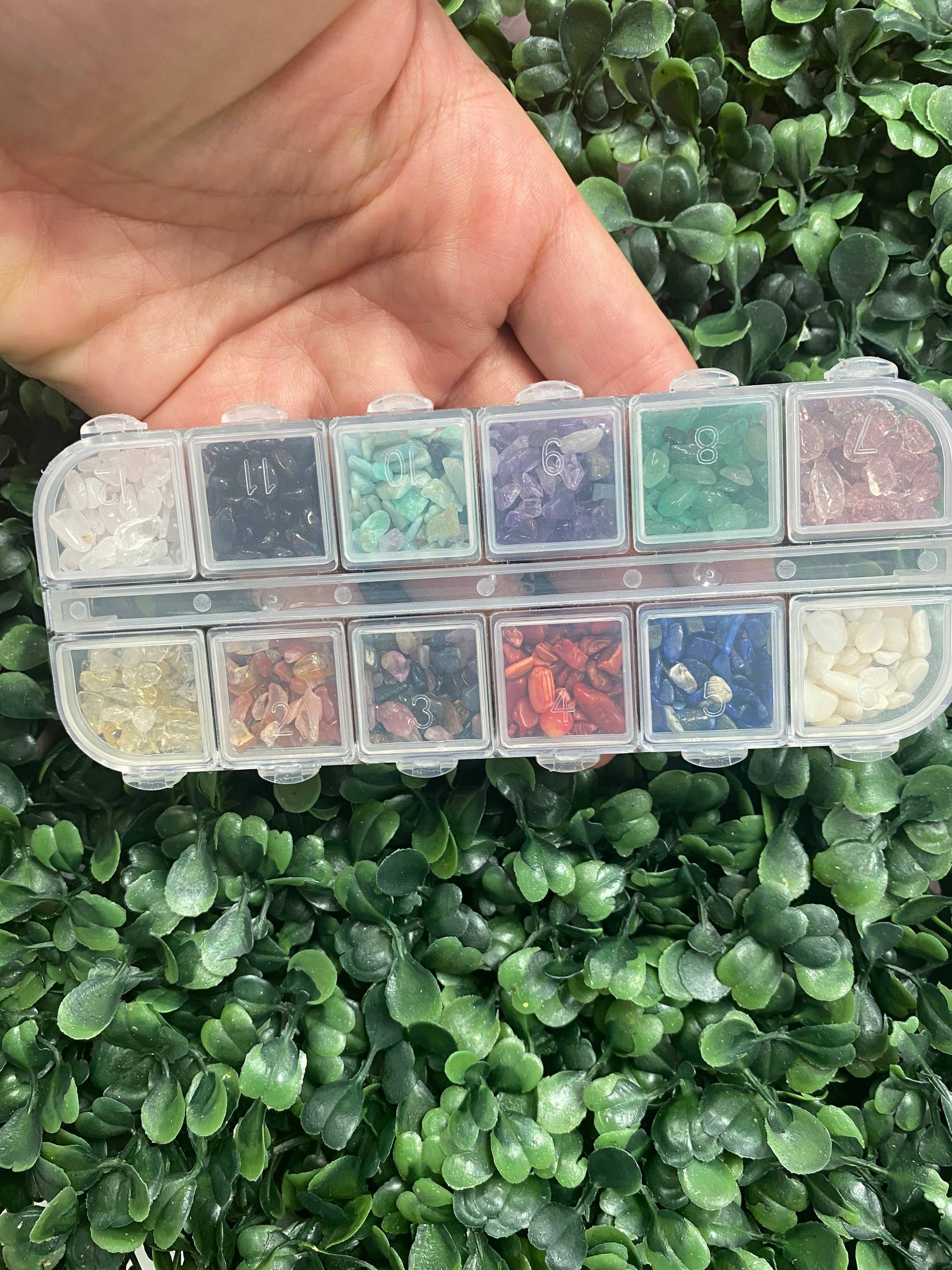 The Bead Bazaar - Wholesale Beads - 12 Crystal Healing Gemstone Chip Beads Kit, Chakra Natural Gemstone DIY Kit, Accent Stone Beads, Healing Stone Accent DIY Kit Beads, Bulk Beads2