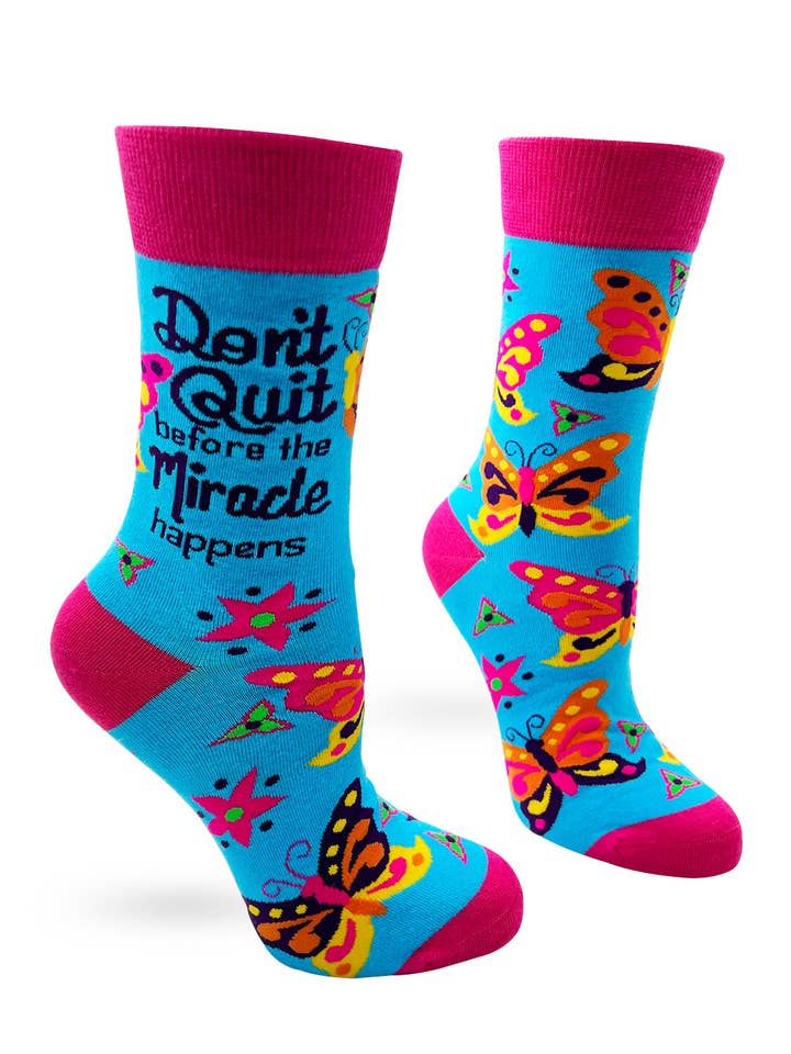 Fabdaz - Wholesale Socks - Women's - Don't Quit Before The Miracle Happens Women's Crew Socks