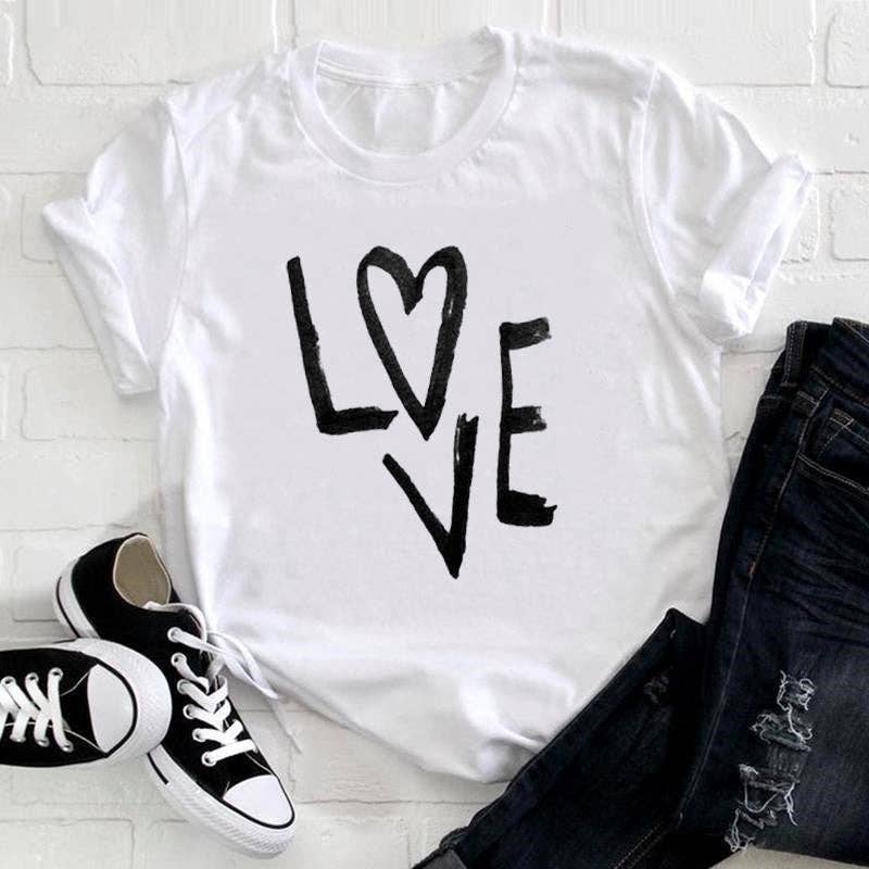 FurDecoration - Wholesale Screen Printed T-Shirt - Women's - Casual Loose-Fit Round Neck Printed T-Shirt0