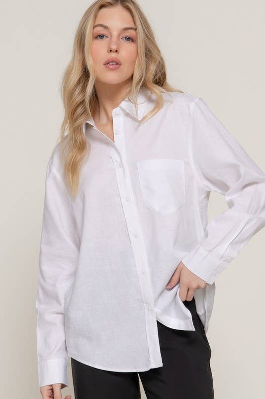 Vanilla Monkey - Wholesale Blouse - Women's - Long Sleeve Linen Blend Shirt7