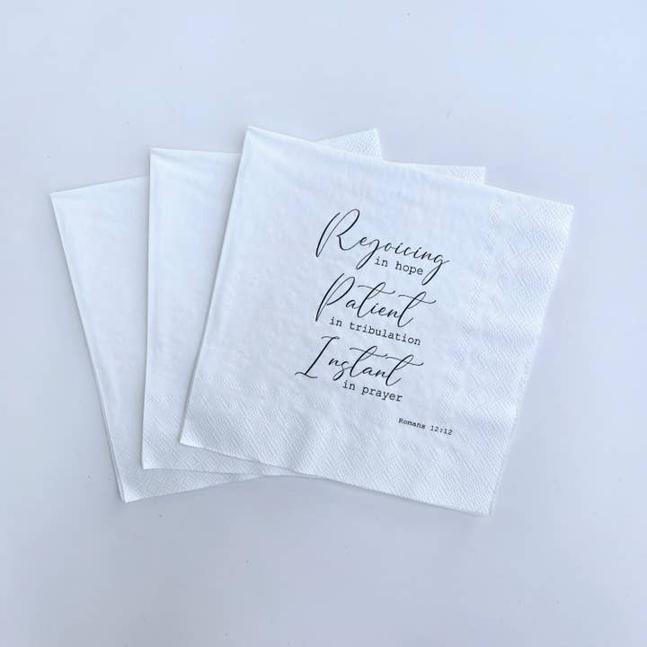 Pearls of Parchment - Wholesale Disposable Napkin - Rejoicing In Hope Paper Napkins | 20 ct Scripture Napkins