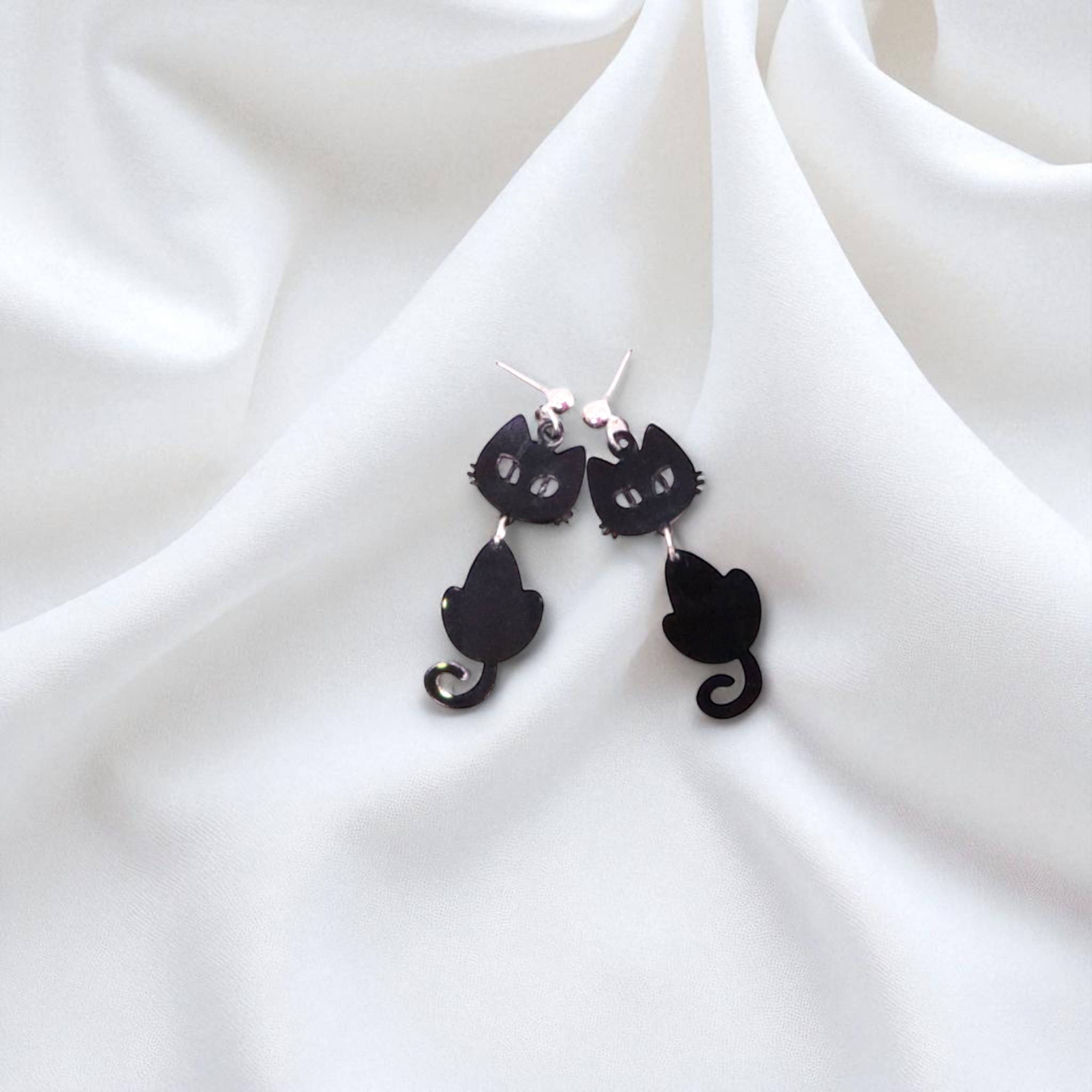 Fish Towne Designs, LLC - Wholesale Dangle Earrings - Spooky Black Cat Halloween Acrylic Earrings7