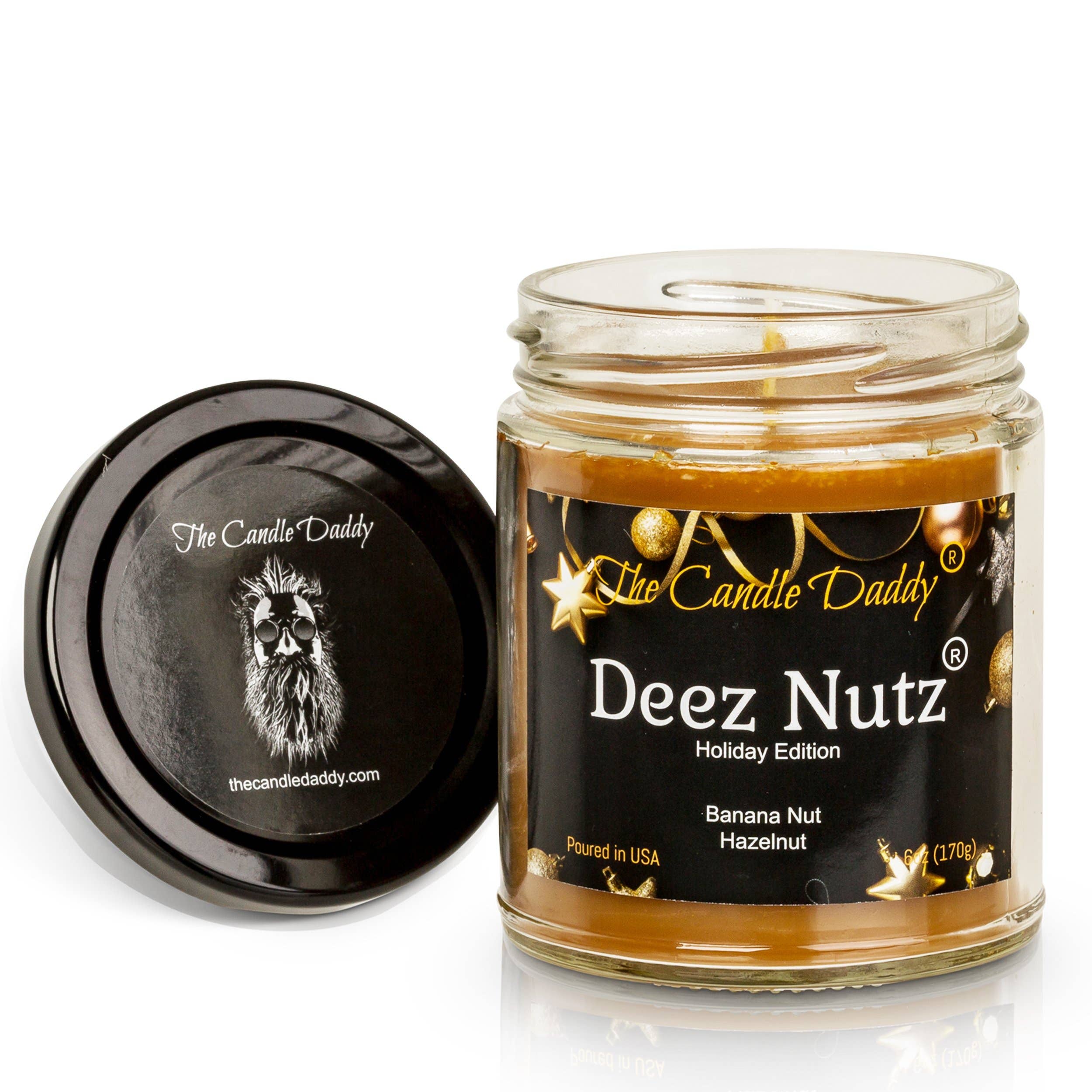 The Candle Daddy - Wholesale Jar/Filled Candle - Deez Nutz Holiday Edition Candle - Funny Banana Nut Bread3
