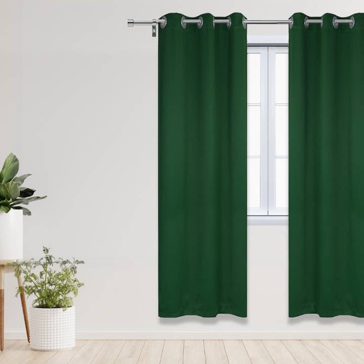 42 X 84 Inch Blackout Polyester Curtains with Grommets Hunter Green - 2 Panels for wholesale by YOUR CHAIR COVERS