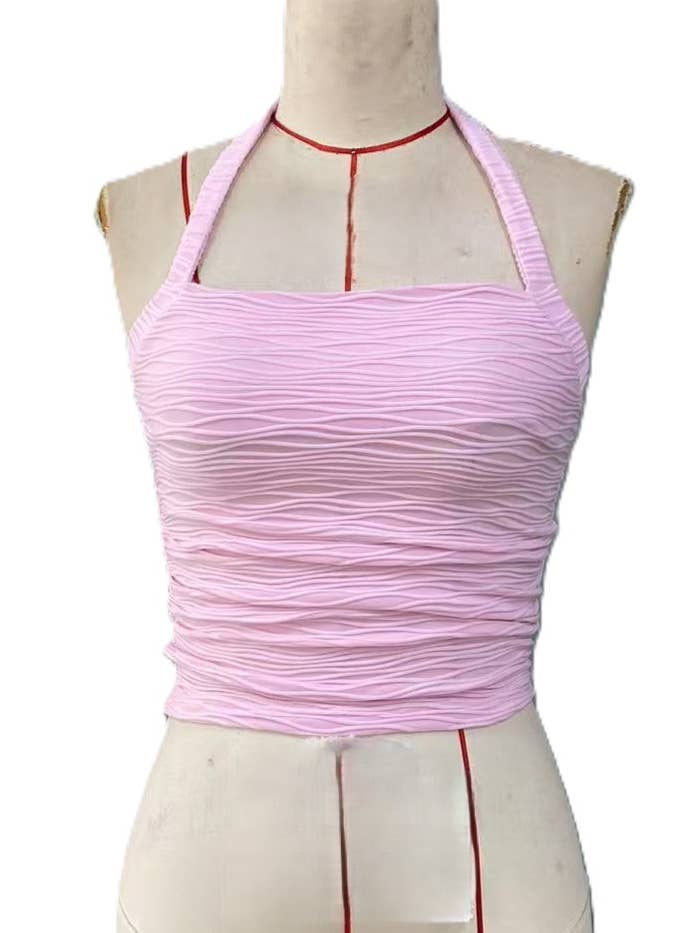 Rosa Clothing - Wholesale Tank Top - Women's - Cute & Stylish Bow Tie Halter Neck Crop Top