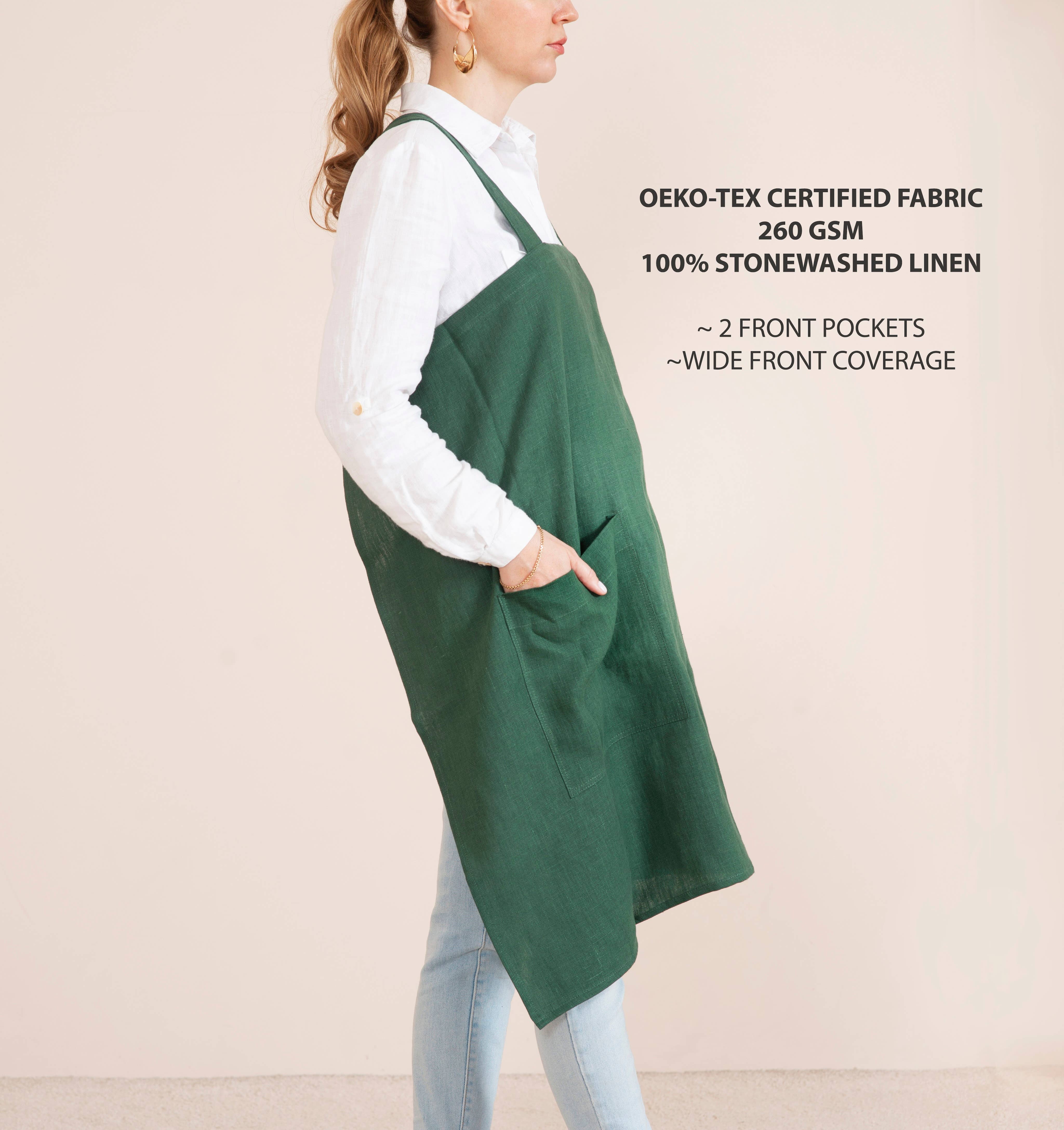 LinenQ - Wholesale Apron - Linen crossback apron with pockets 10
