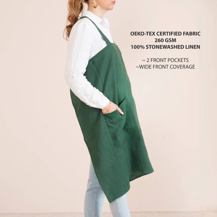 LinenQ - Wholesale Apron - Cross back linen apron 3