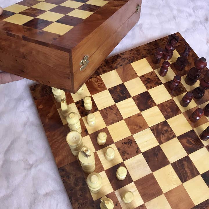 AtlasPerles – wholesale Jewellery box/organiser – Moroccan backgammon and chess set game,handmade chess - backgammon board games,one board multiple games,lemon thuya wooden games9