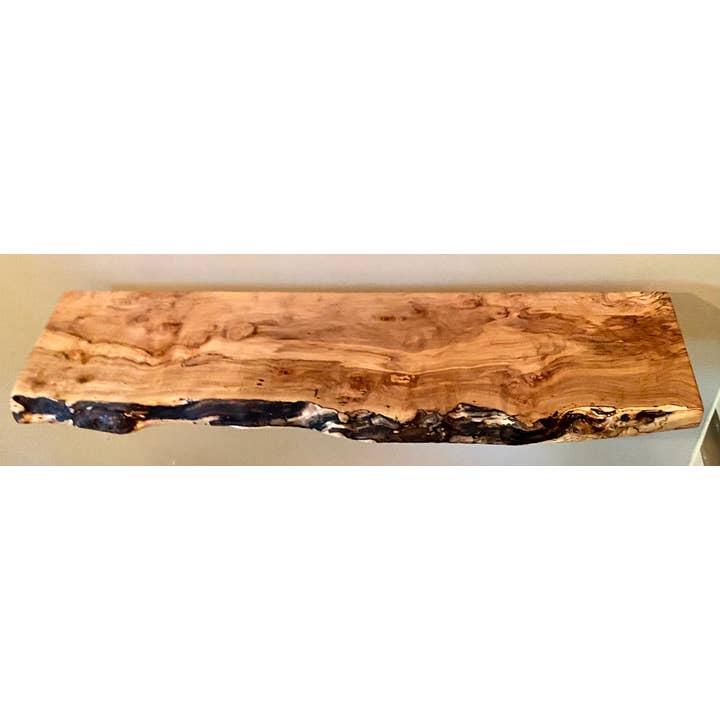 Steel Oak - Wholesale Wall Mounted Shelf - Live Edge Spalted Maple, Ambrosia Maple Wood Floating Shelf7