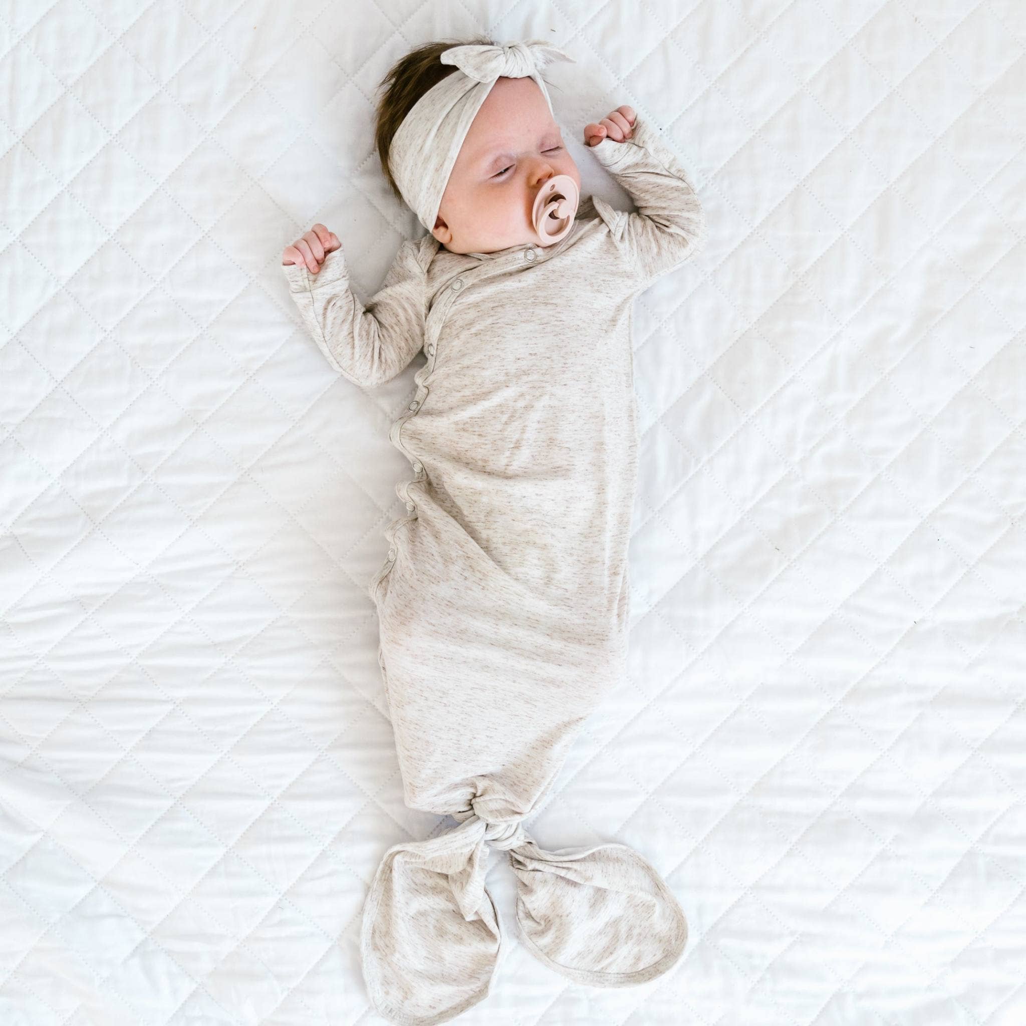 Copper Pearl - Wholesale Babygown - Baby - Newborn Knotted Gown - Oat2