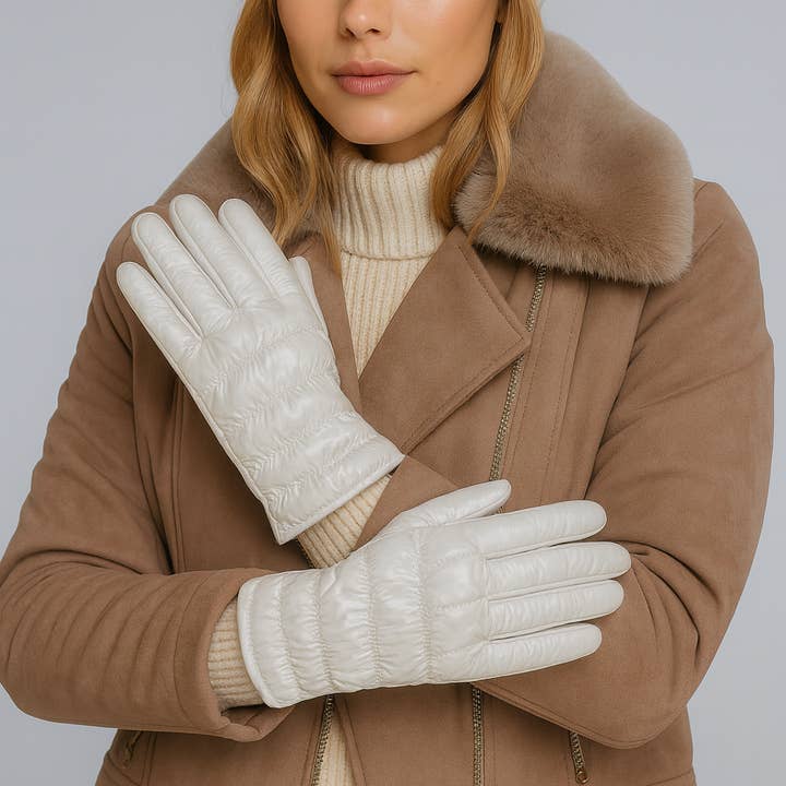 Club Rochelier Ladies Pu/faux Suede Ruched Glove for wholesale by Allesco Inc.