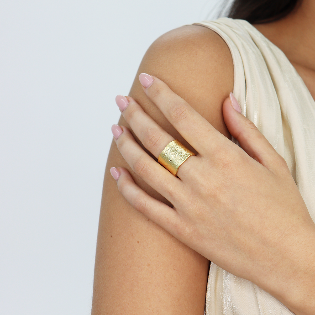 KARINE SULTAN - Wholesale Cocktail/Statement Ring - Trendy Textured Cigar Band Ring for Every Occasion1