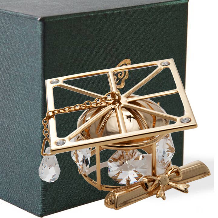 Matashi - Wholesale Decorative Tabletop Object - Matashi Gold Graduation Cap, Diploma, Crystal Tassel