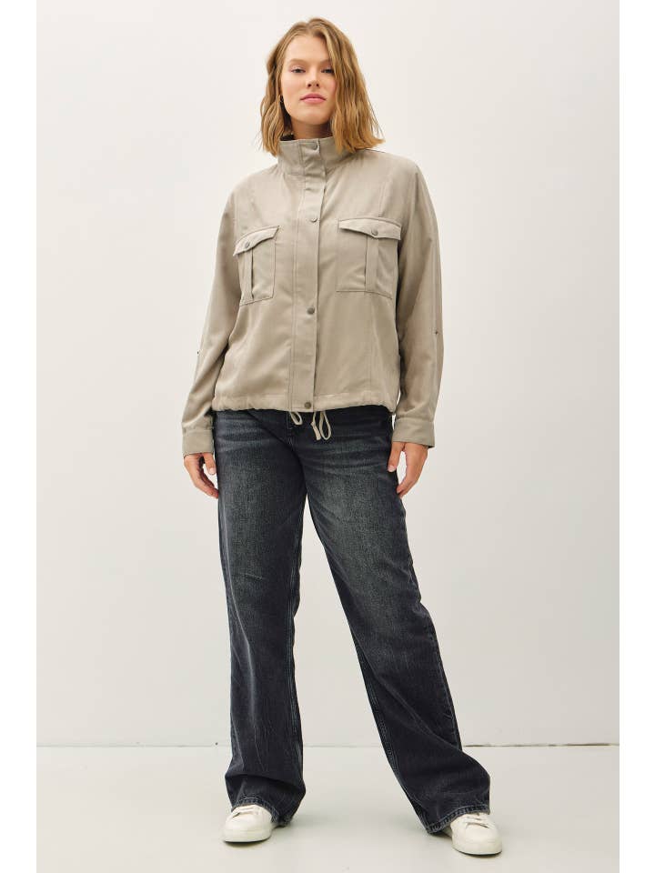 Be Cool - Wholesale Jacket - Women's - PLUS SIZE CROPPED UTILITY ZIPPER SAFARI JACKET11