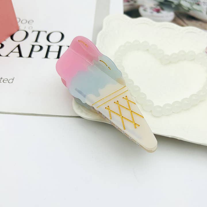 SoapElenGlen - Wholesale Hair clip – Women’s - Sweet Ice - Cream Cone Hair Clip, Summer Hair Claw