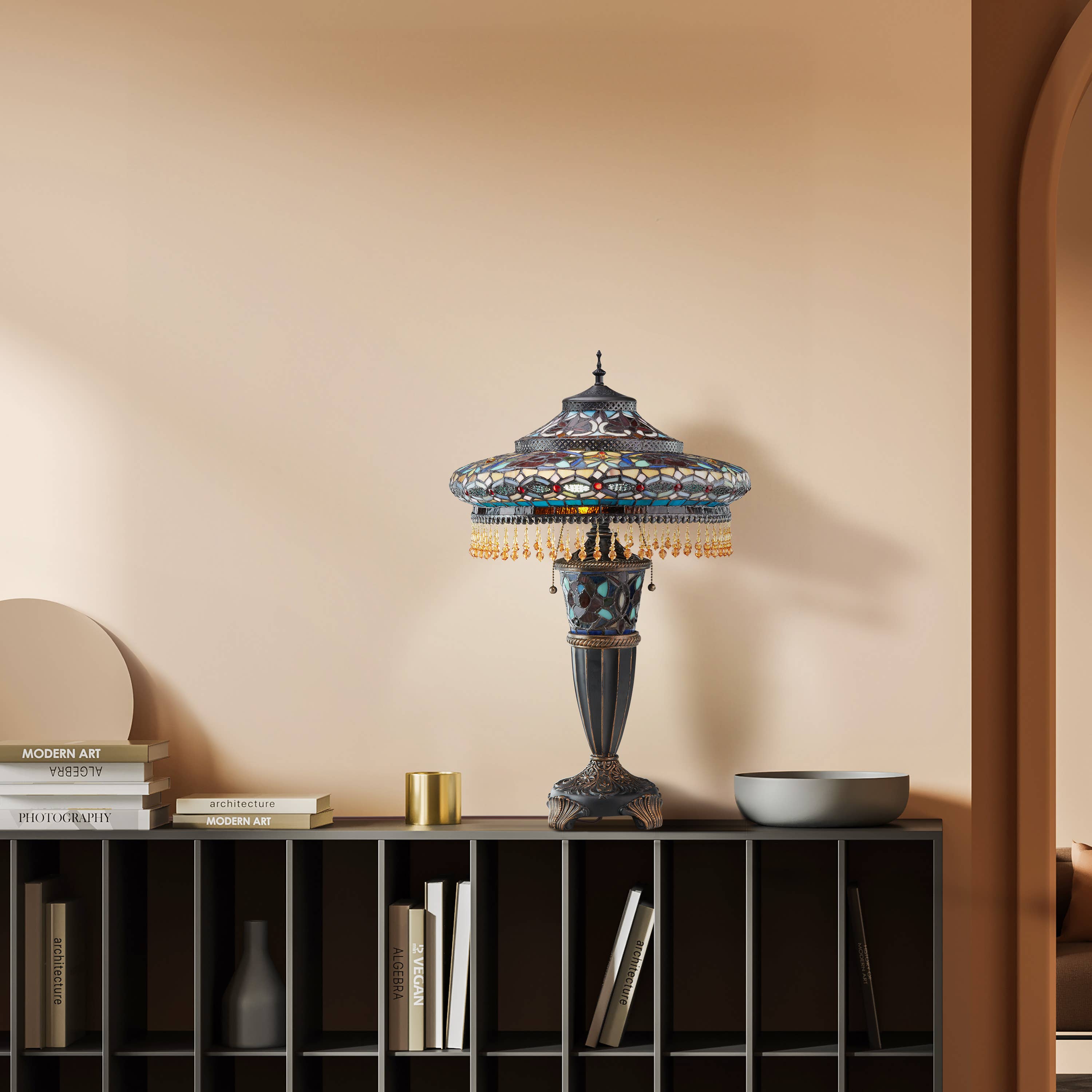 River of Goods - Wholesale Accent/Desk Lamp - 27.5"H Parisian Antique Bell Shade Stained Glass Table Lamp6