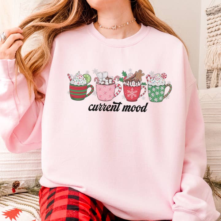 Current Mood Christmas Coffee Hot Cocoa Unisex Heavy Blend Crewneck Sweatshirt for wholesale by with love, aj.