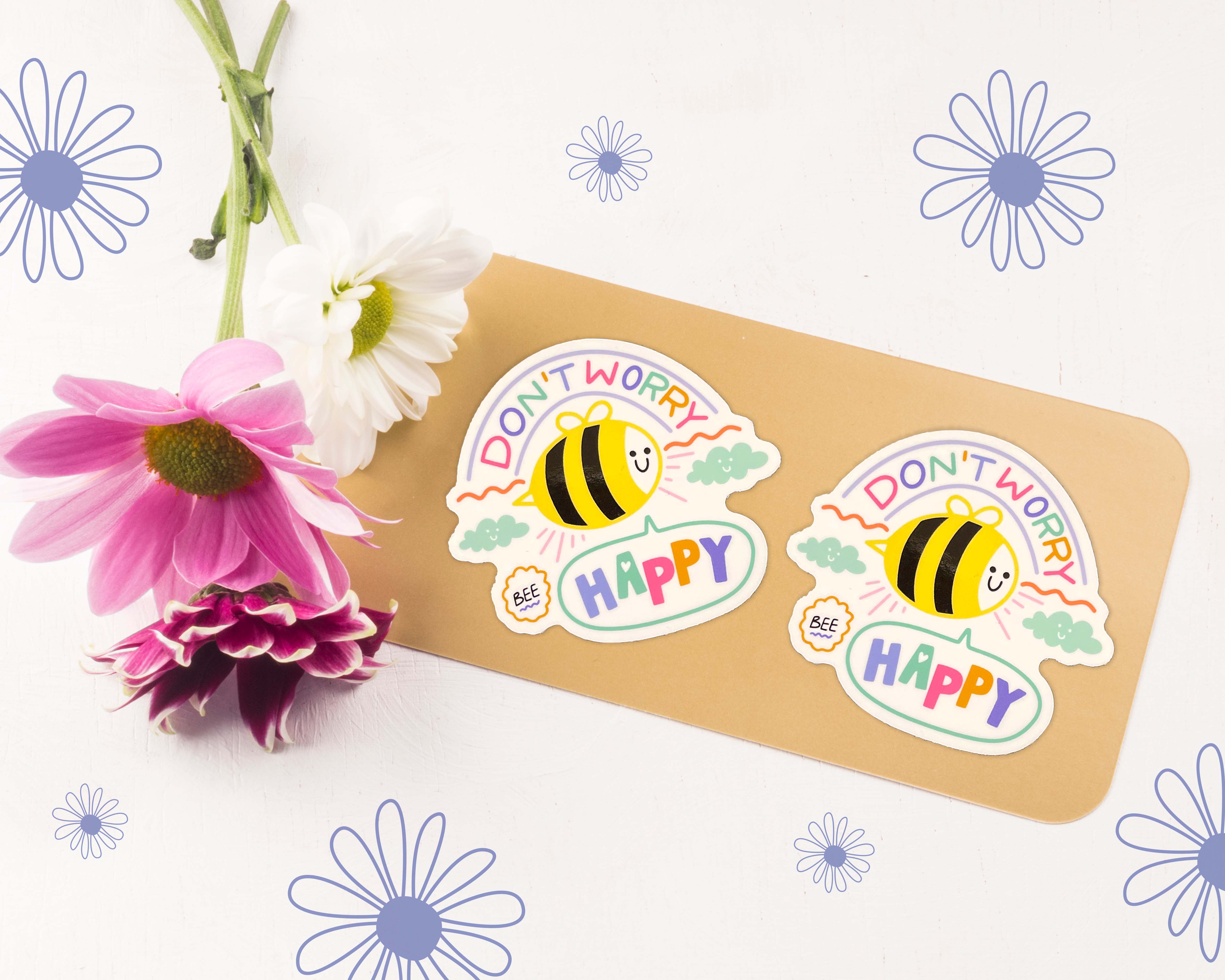 Neha Lee Designs - Wholesale Sticker - Don't worry bee happy handmade glossy sticker7