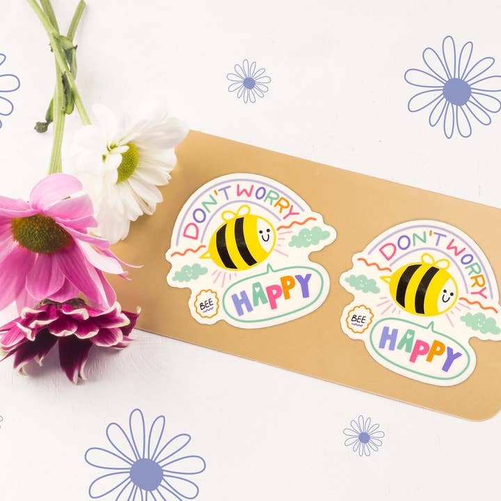 Neha Lee Designs - Wholesale Sticker - Don't worry bee happy handmade glossy sticker7