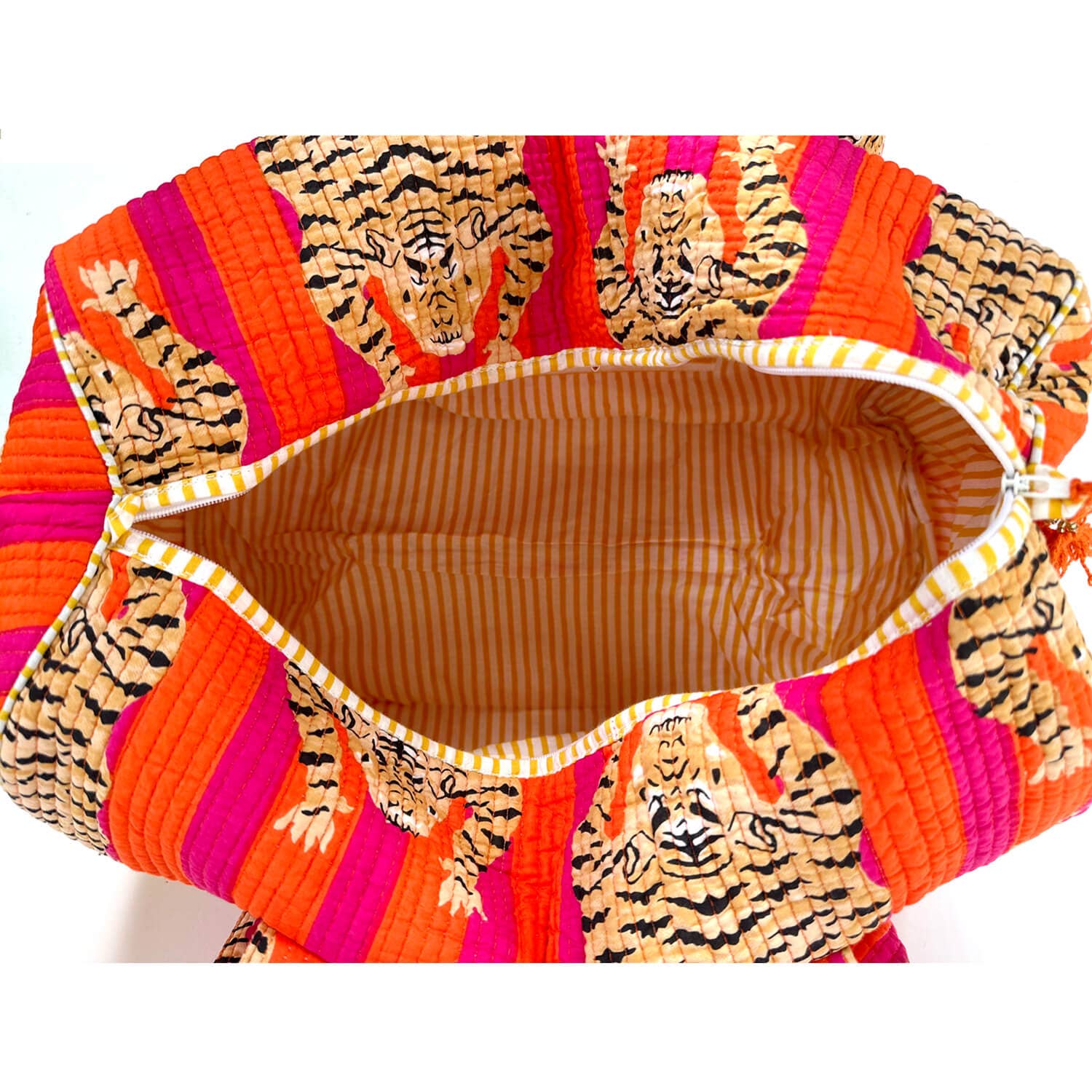 kikooni – Engroshandel Stor rejse- og weekendtaske - Dame – Håndlavet bomuldstaske « Poppy Tiger »5