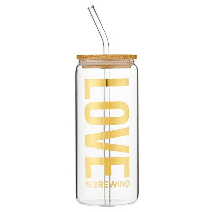 Glass Cold Brew Tumbler - Love is Brewing for wholesale by Santa Barbara Design Studio by Creative Brands