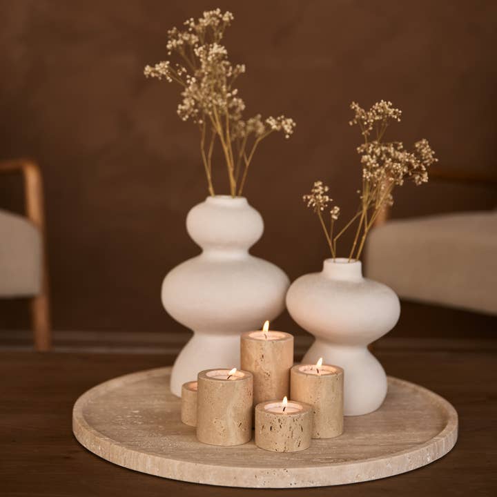 MOOISA - Wholesale Candle Holder - Travertine tealight holder S Ø6x4cm2