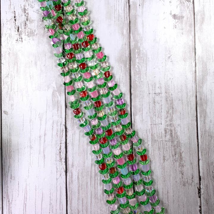 Glass Daisy Craft Co. - Wholesale Beads - Glass tulip and leaf beads, two-part flower and leaf beads1