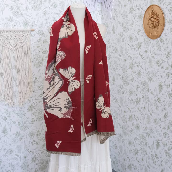 Karma Nepal Crafts - Wholesale Wrap - Women's - Reversible Butterfly Oversized Fall Winter Shawls8