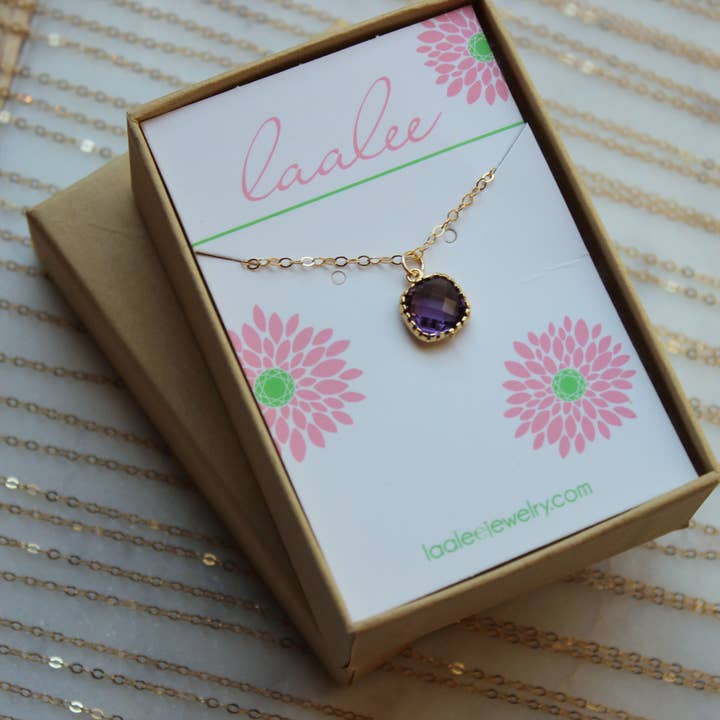 Laalee Jewelry - Wholesale Pendant/Charm Necklace - Gemstone Glass Necklaces, Dainty Minimalist Stocking Stuffer