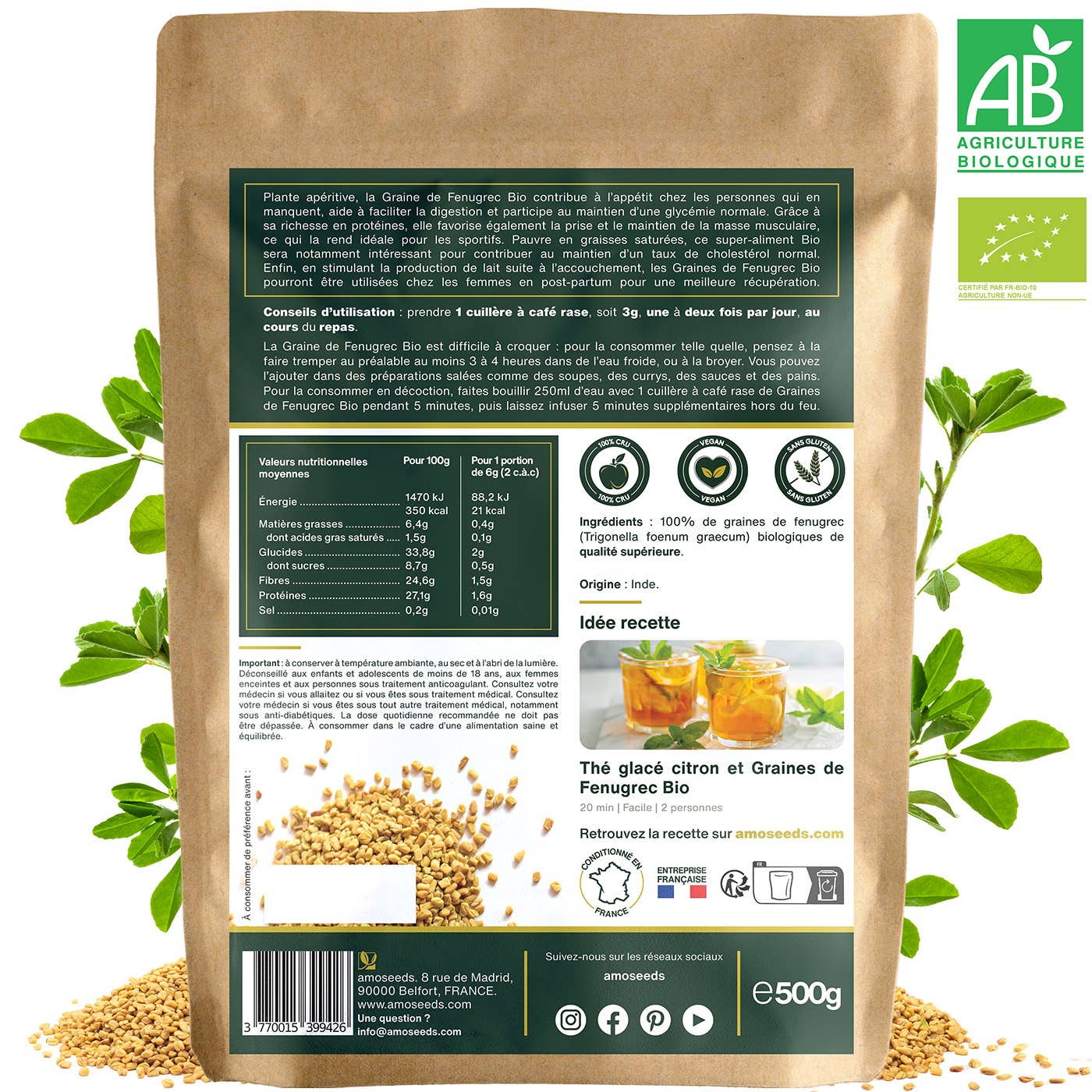 Amoseeds - Wholesale Plant Seeds - Organic Fenugreek Seeds 500G1