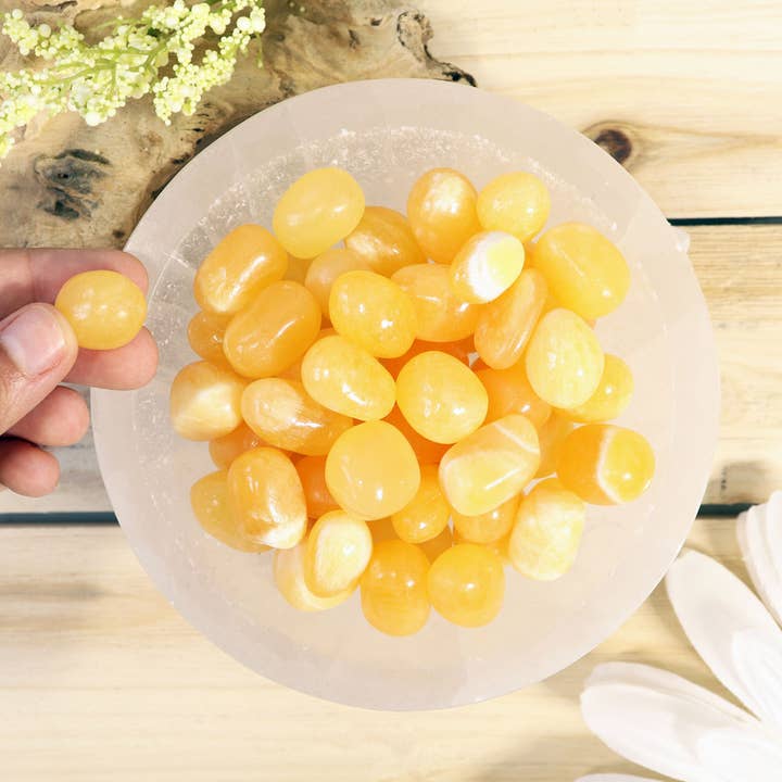 Natures Artifacts Inc – wholesale Spiritual stone/crystal – 1 lb Orange Calcite Tumbled Stones | Orange Calcite Crystal