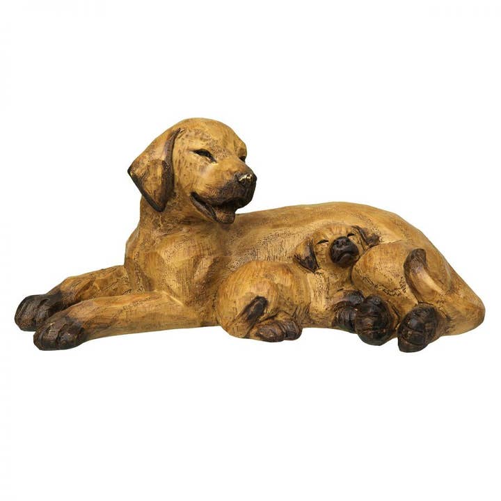 Ambiente Haus - Wholesale Decoratief beeldje - Hond met puppy bruin - liggend
