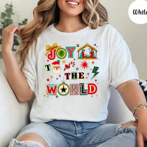 SMR Wholesale - Wholesale Screen Printed T-Shirt - Women's - Joy to the World Collage Graphic Tee