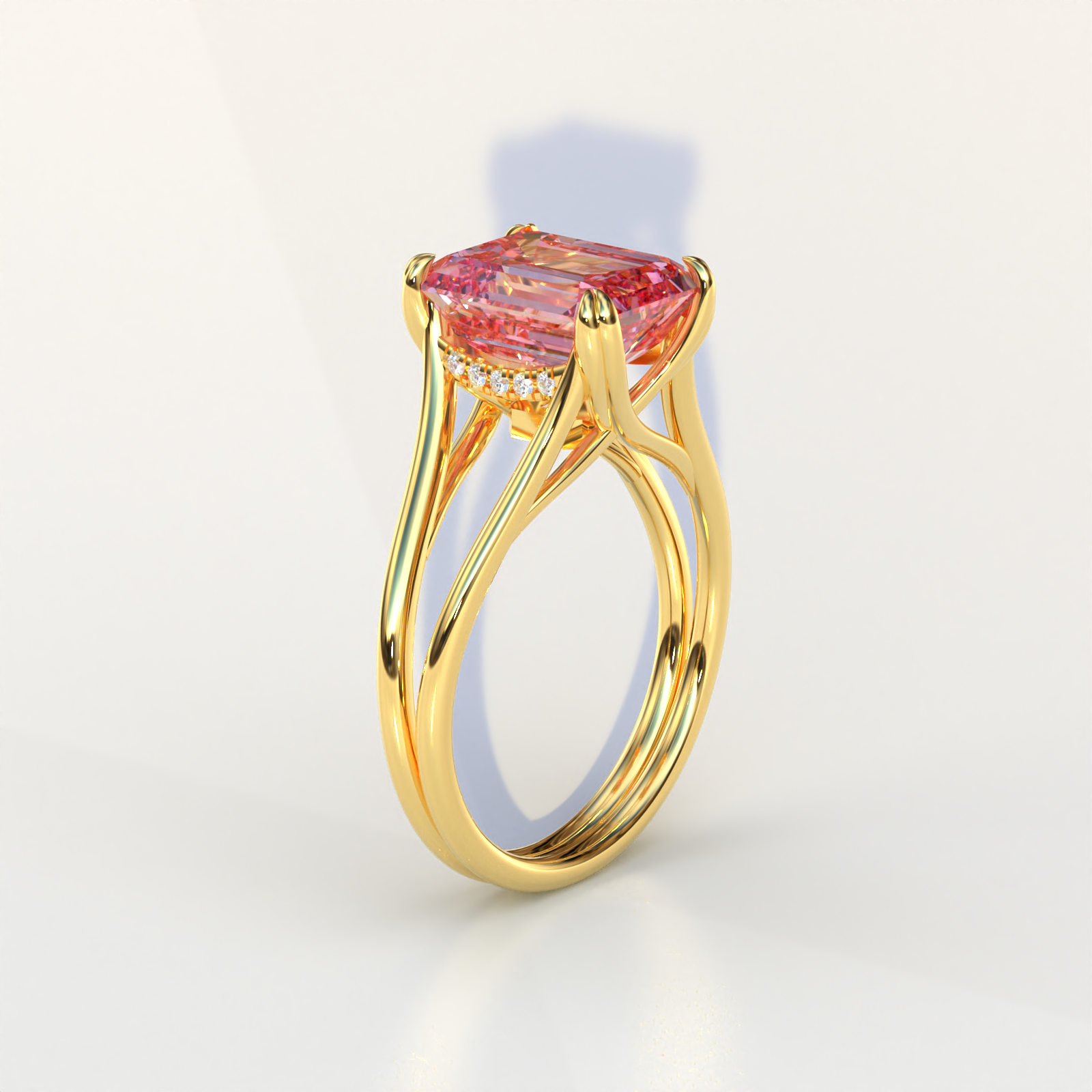 Mohana Jewels - Luxury – Anel de noivado por atacado – Anel de Noivado com Diamante Cultivado em Laboratório Rosa Intenso Fancy Corte Esmeralda - Tesira7