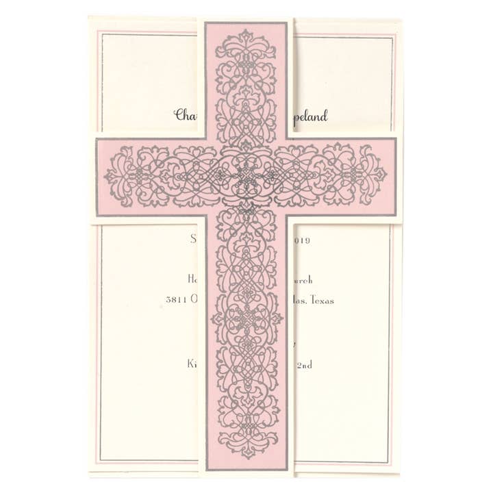 Cross Pink Foil Pocket Invitation for wholesale by Anna Griffin Inc