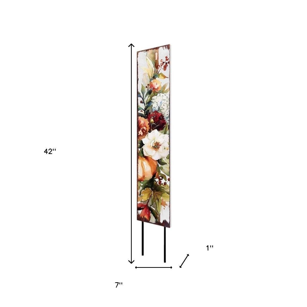 HomeRoots - Wholesale Garden Tool - 42" Burgundy Off White And Orange Solid Wood Pumpkin Garden Stake2