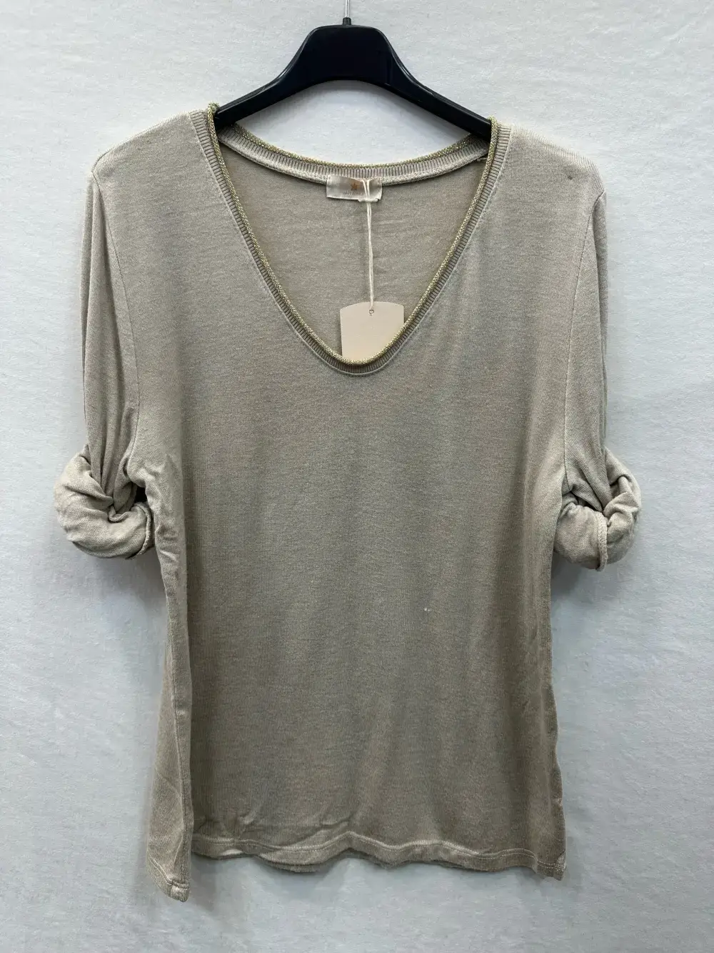 Mimi & Gogo - Wholesale Knit Top - Women's - Fine Knit Top With Lurex Collar @5611_HColLux0