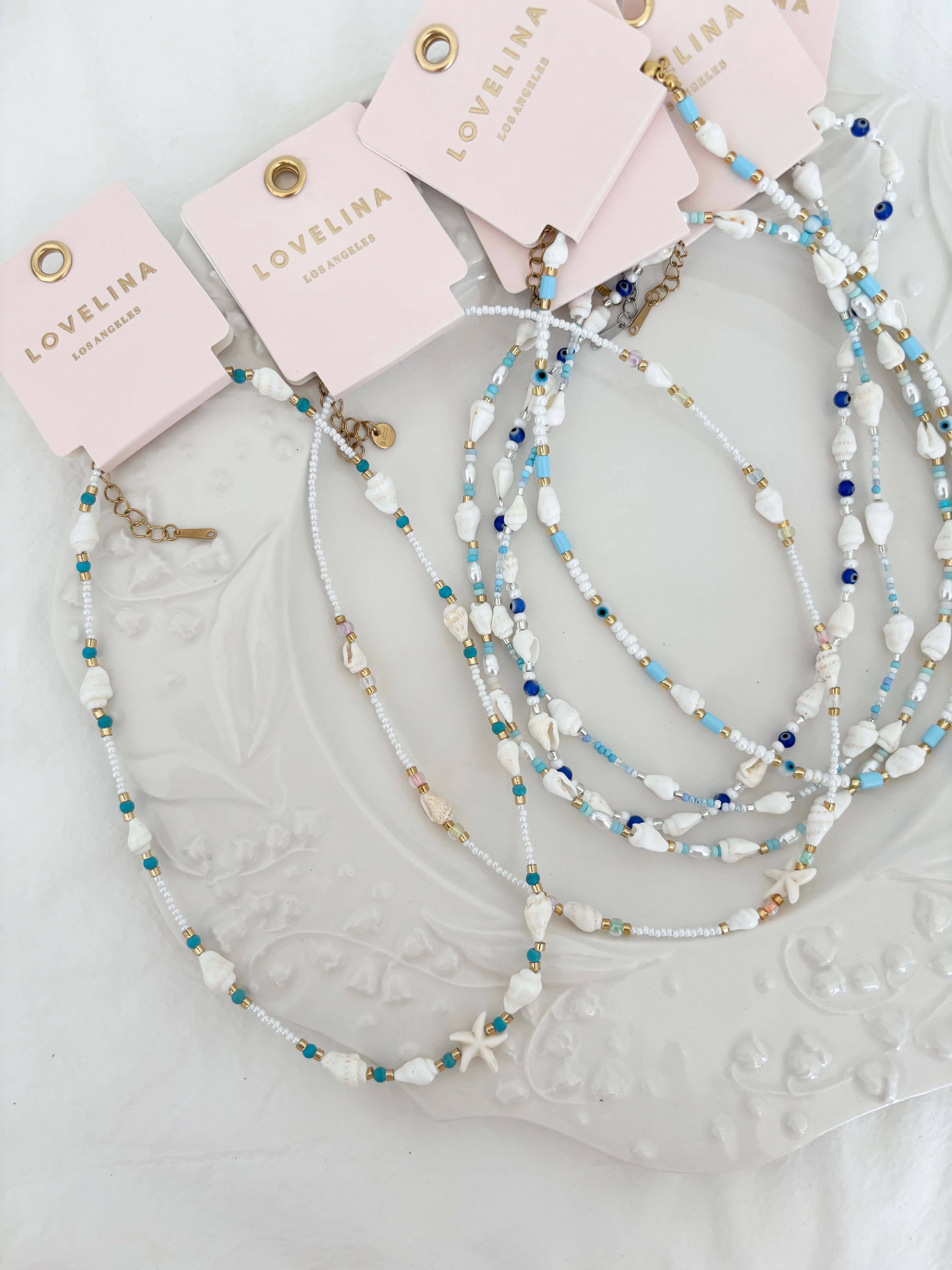LoveLina - Wholesale Beaded/Pearl Necklace - Beach Seashell Starfish Summer Necklace (NUA)6