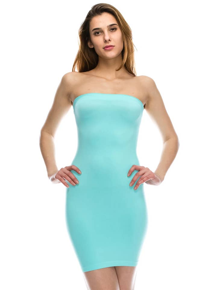 KurveShop - Wholesale Dress - Women's - Kurve Women’s Strapless Mini Dress, Tube Top Slip, UPF 50+