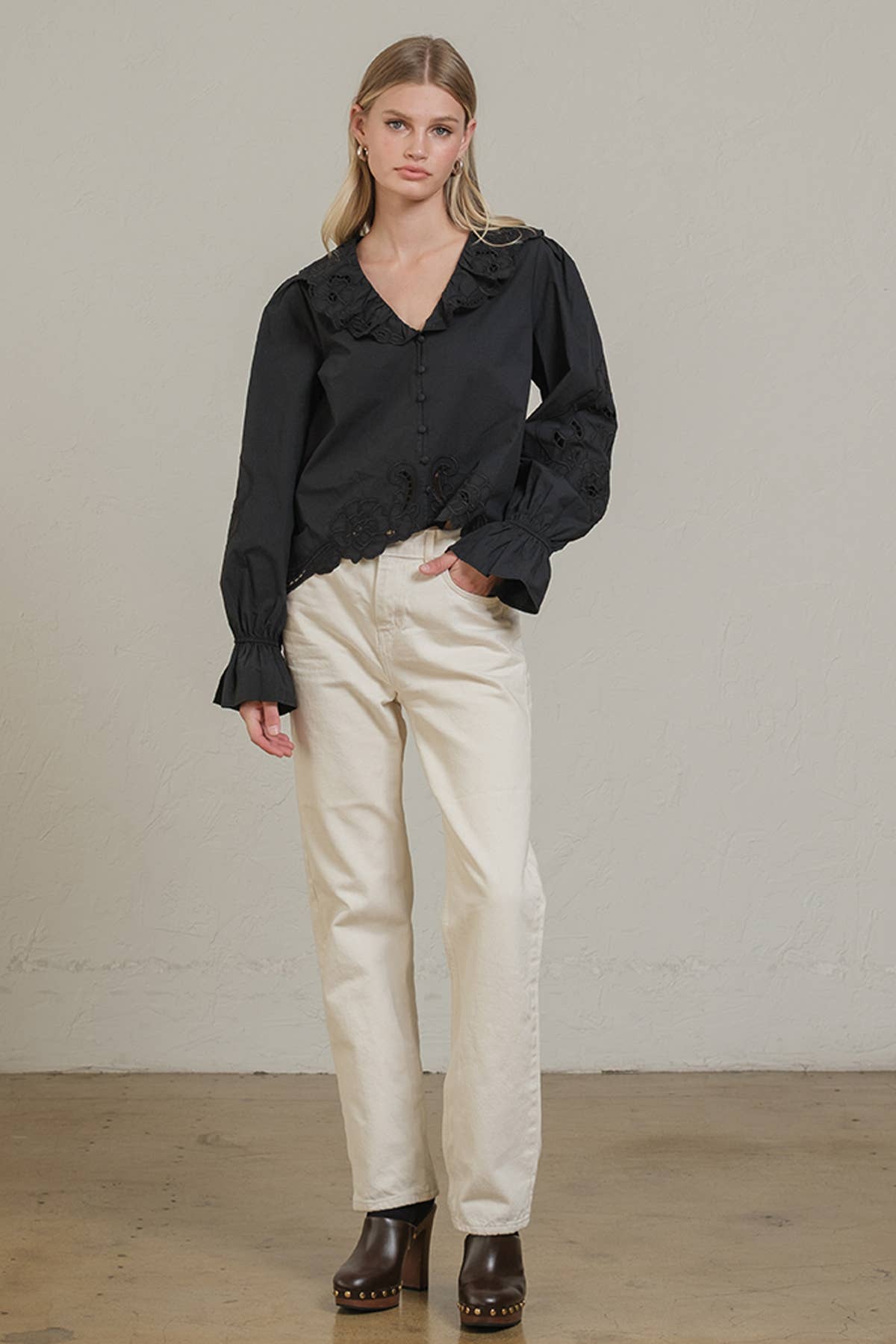 RAISONNEL - Vente Chemisier – femme - Blouse à volants brodée - RT103911