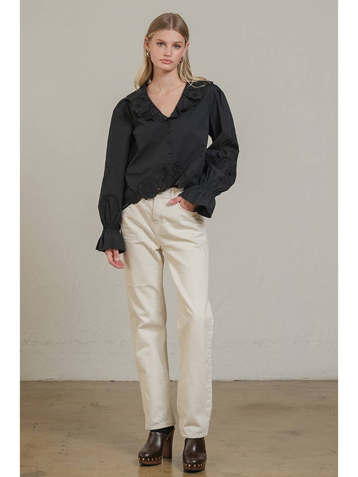 RAISONNEL - Vente Chemisier – femme - Blouse à volants brodée - RT103911