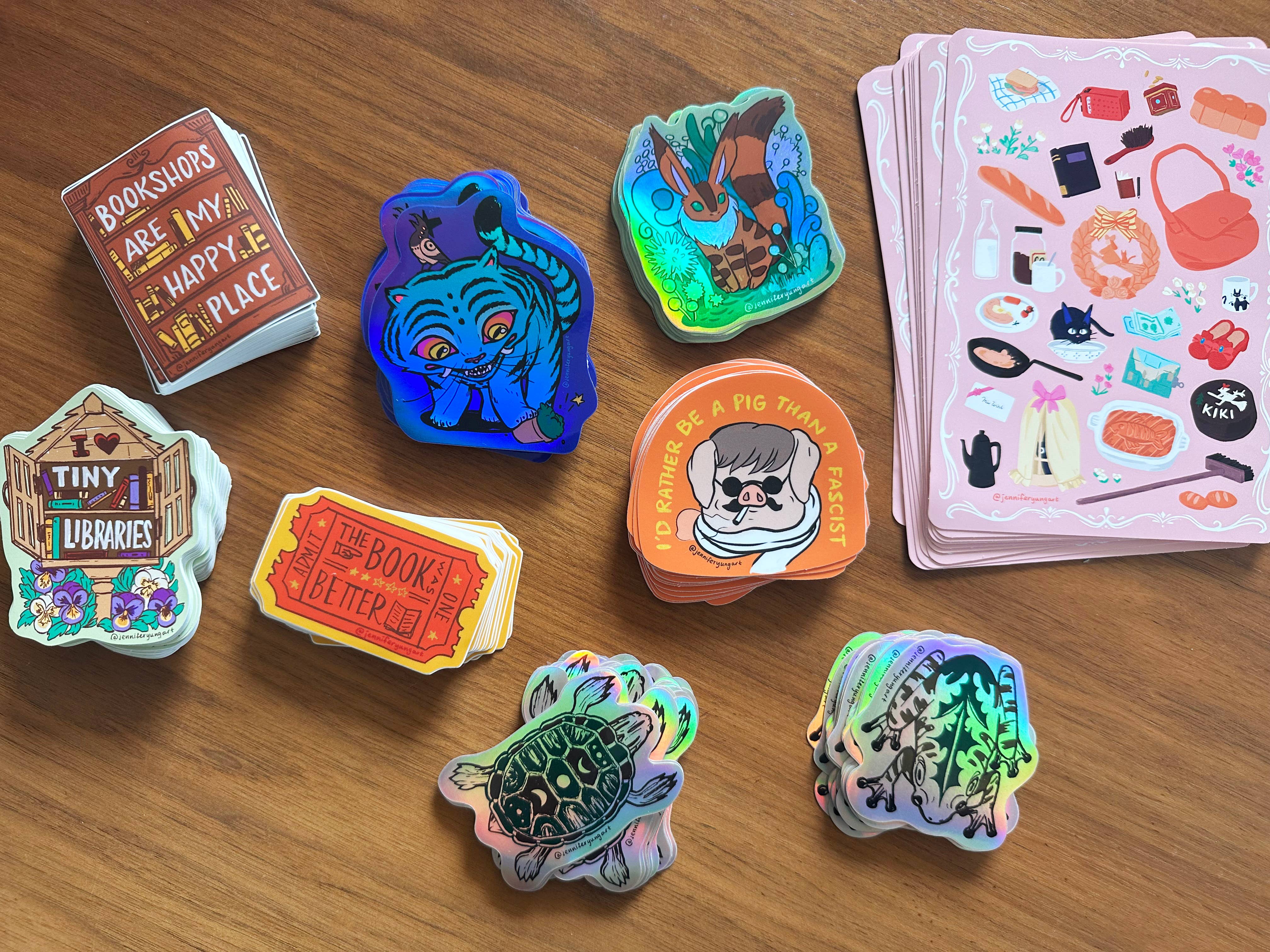 Jennifer Yung Art - Wholesale Sticker - Kpop Demon Derpy Tiger Holographic Sticker Decal1